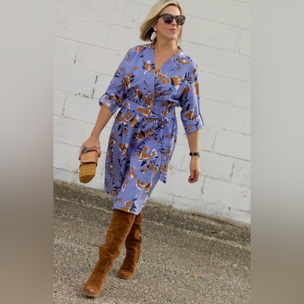 Who What Wear Blue Orange Floral Surplice 100% Cotton Dress Plus Size XXL - Picture 2 of 9